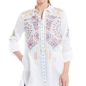 Embroidered White Tunic Top